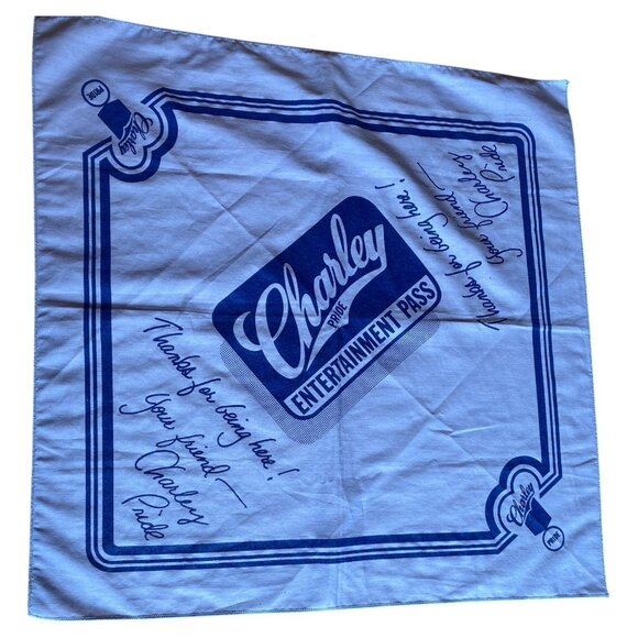 Charley Pride Entertainment Pass Country Music Tour Blue Bandana Handkerchief - Picture 2 of 9